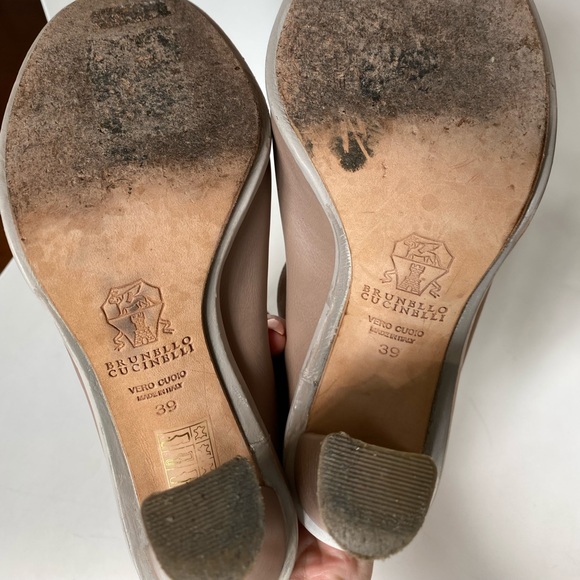 Brunello Cuccinelli leather mule peep toe boots 39 - Picture 5 of 6